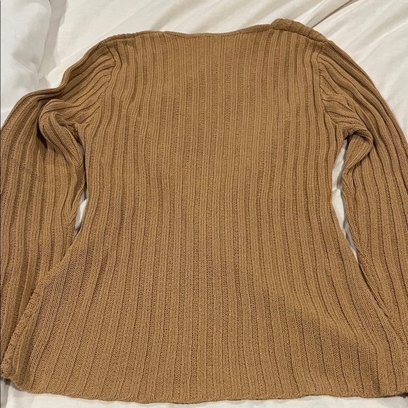 Tan Ribbed Wrap Sweater - Picture 4 of 5